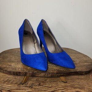 NWOB Blue Faux Suede Stiletto Heels Size 8/8.5
